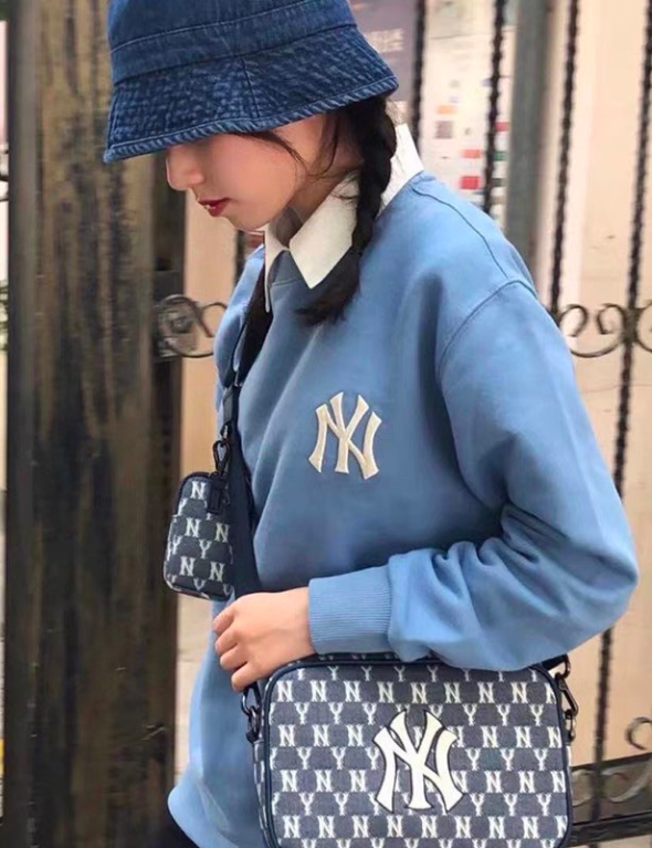 MLB Monogram Jacquard Crossbody Bag (Blue)
