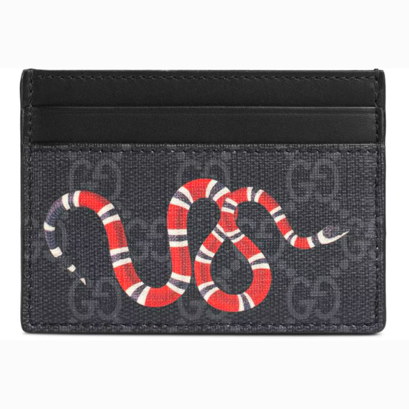Gucci Card Case Supreme Kingsnake Print Black Grey The Factory KL