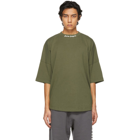 Palm Angels Khaki Double Logo Tee - Shop Streetwear, Sneakers, Slippers and Gifts online | Malaysia - The Factory KL