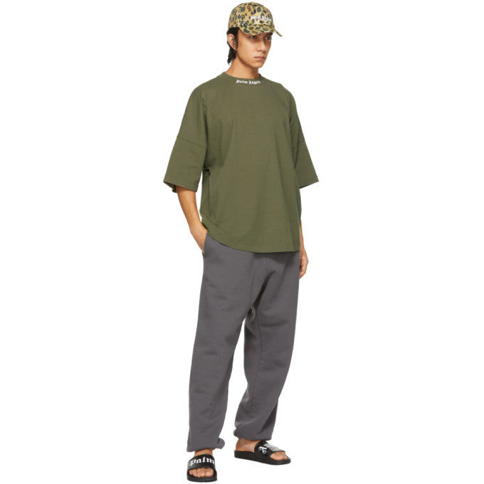Palm Angels Khaki Double Logo Tee - Shop Streetwear, Sneakers, Slippers and Gifts online | Malaysia - The Factory KL