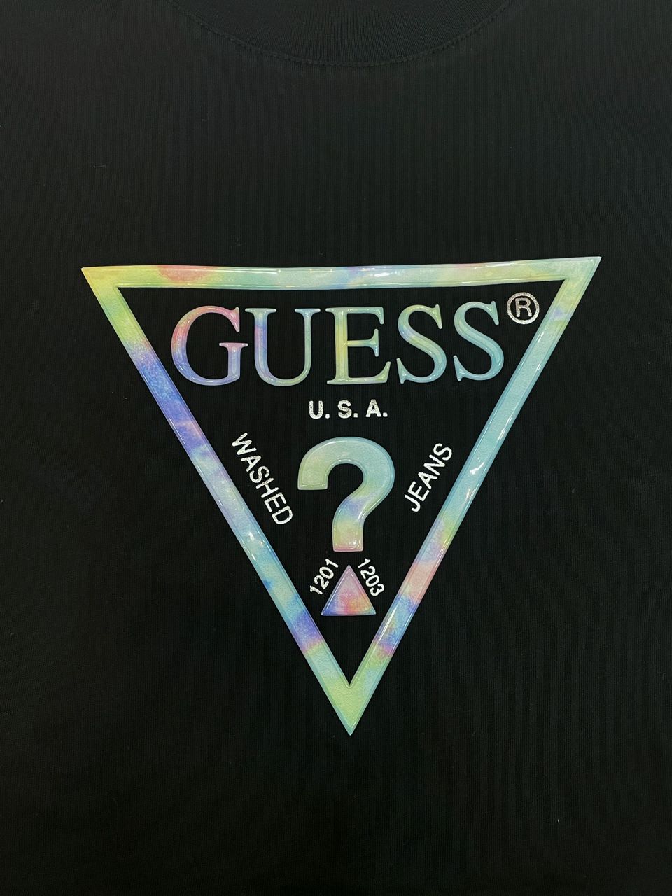 SUPERPROMO Guess Gradient Triangle Logo T-Shirt (Black)