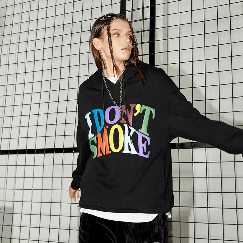 I Don't Smoke Multi-Color Logo Hoodie (Black)