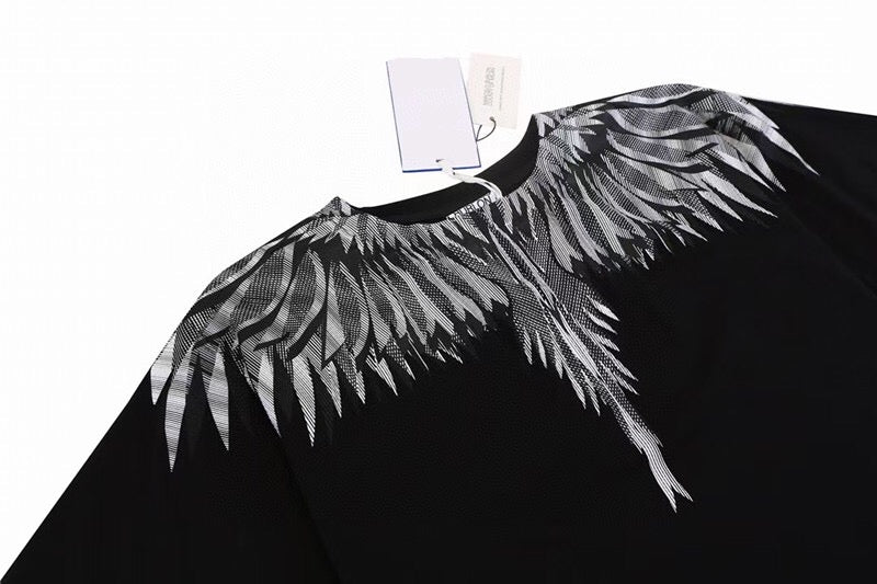 MARCELO BURLON COUNTY OF MILAN SS22- Black Grey Wings Mosaic T-shirt (Black)