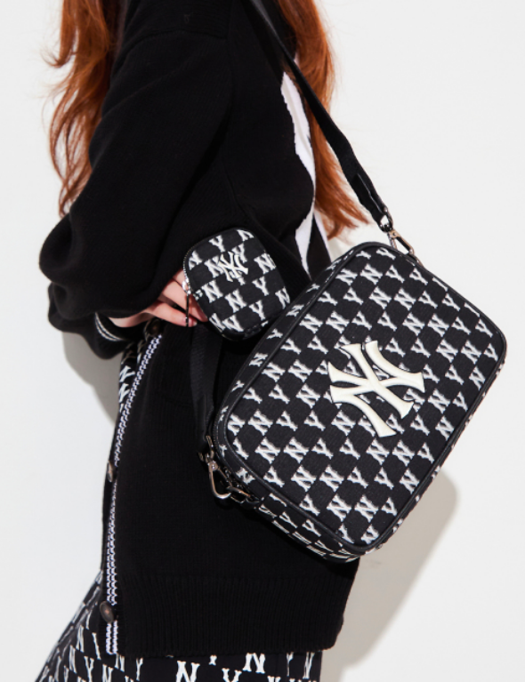 MLB Monogram Jacquard Crossbody Bag (Black)