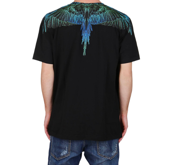 MARCELO BURLON COUNTY OF MILAN - Green Blue Wings T-shirt (Black)