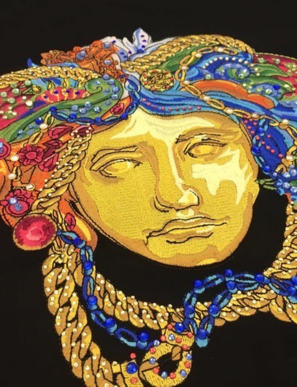 Versace Colourful Embellished Medusa Head Tee