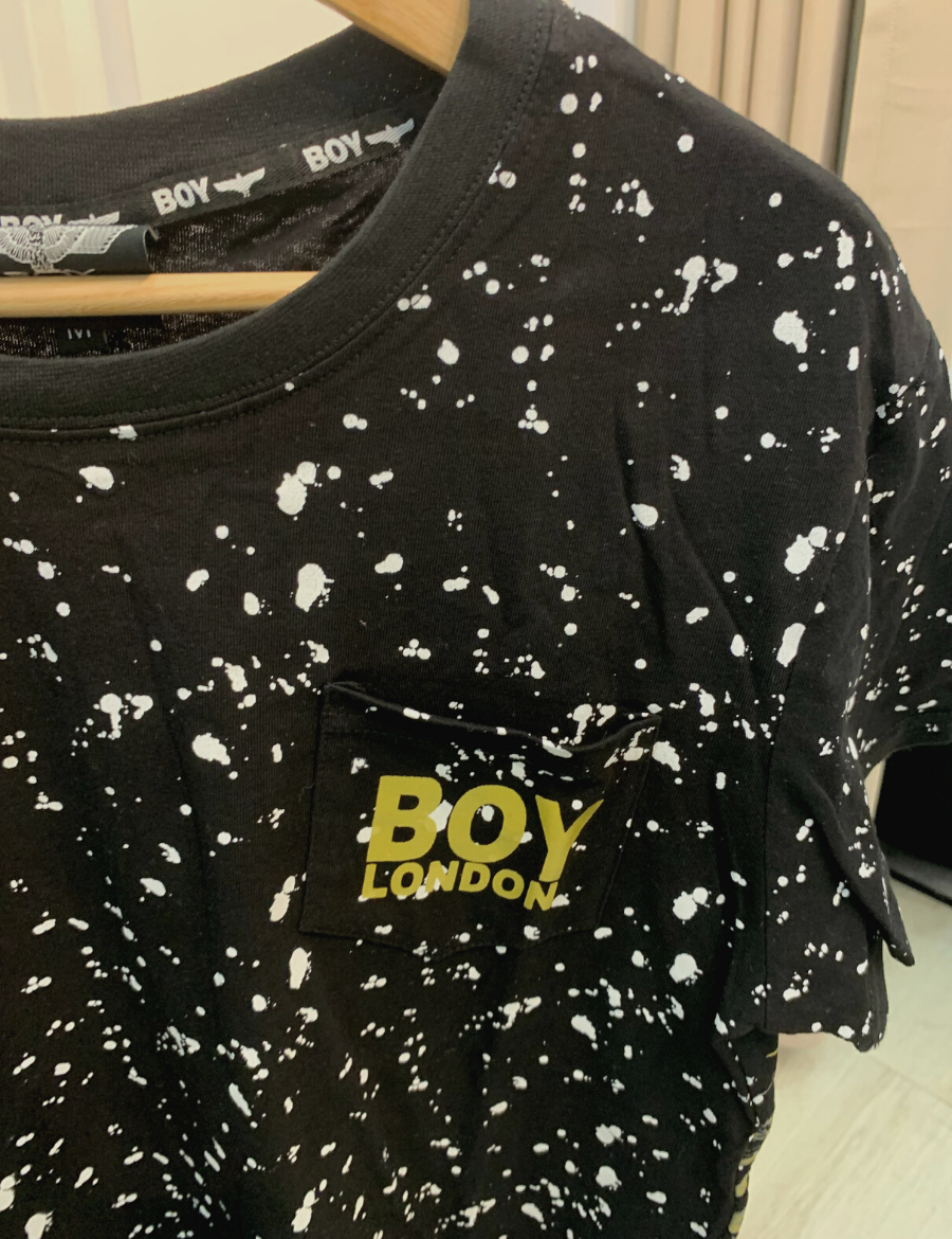 Boy London Tape Eagle Black Gold print Galaxy Tee - (Black)