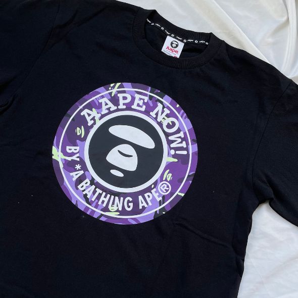 Aape Stamp Purple Camo Logo Tee (Black)