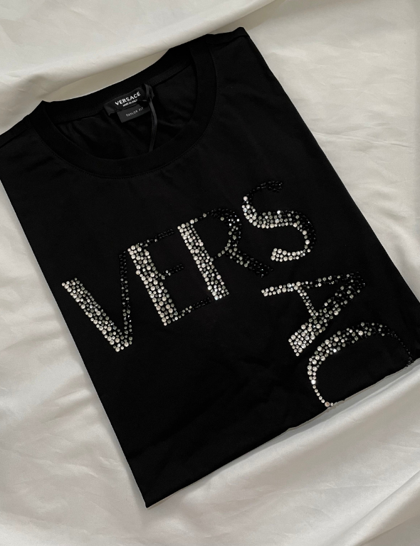 Versace Logo Crystal T-Shirt (Black)