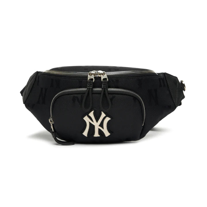 MLB Monogram Nylon Jacquard Hip Sack Waist Bag (Black)