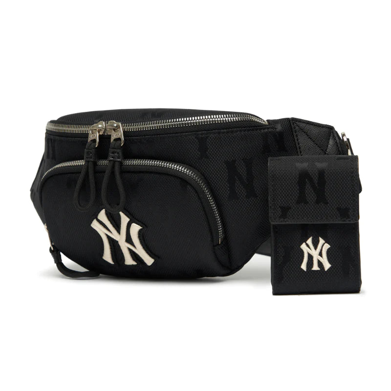 MLB Monogram Nylon Jacquard Hip Sack Waist Bag (Black)