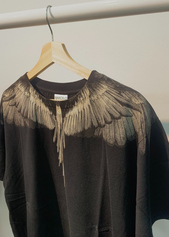 MARCELO BURLON COUNTY OF MILAN - Light Grey Wings T-shirt (Black)