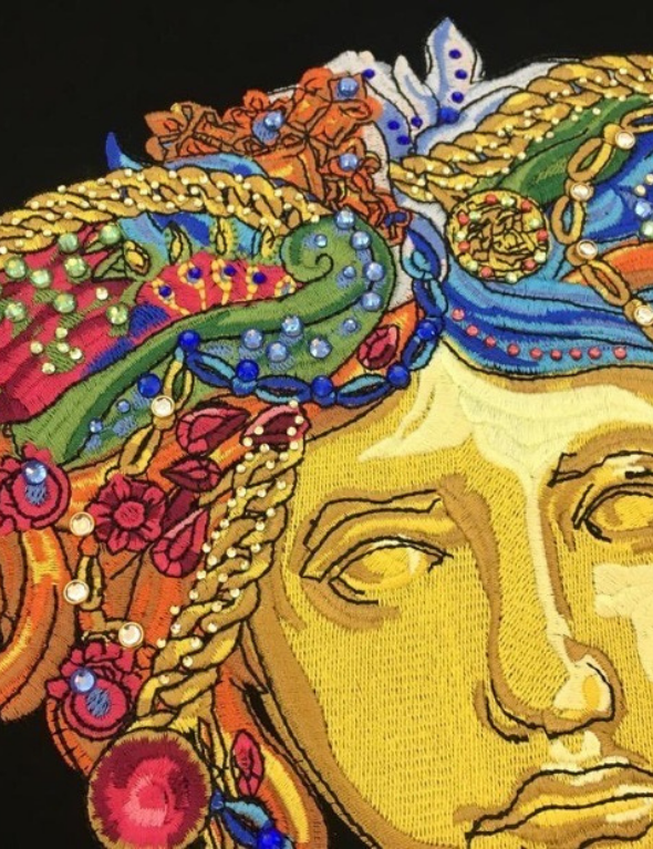 Versace Colourful Embellished Medusa Head Tee