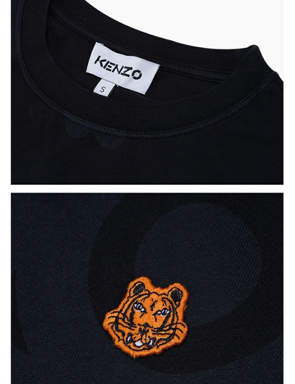 Kenzo Tiger Crest Embroidered and Eye Graphic Black T-shirt