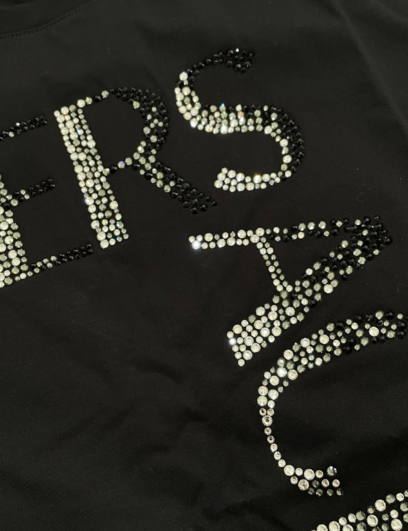 Versace Logo Crystal T-Shirt (Black)
