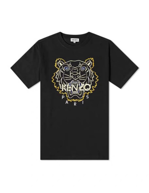 Kenzo White Yellow Embroidered Tiger Capsule Crewneck T-Shirt (Black)
