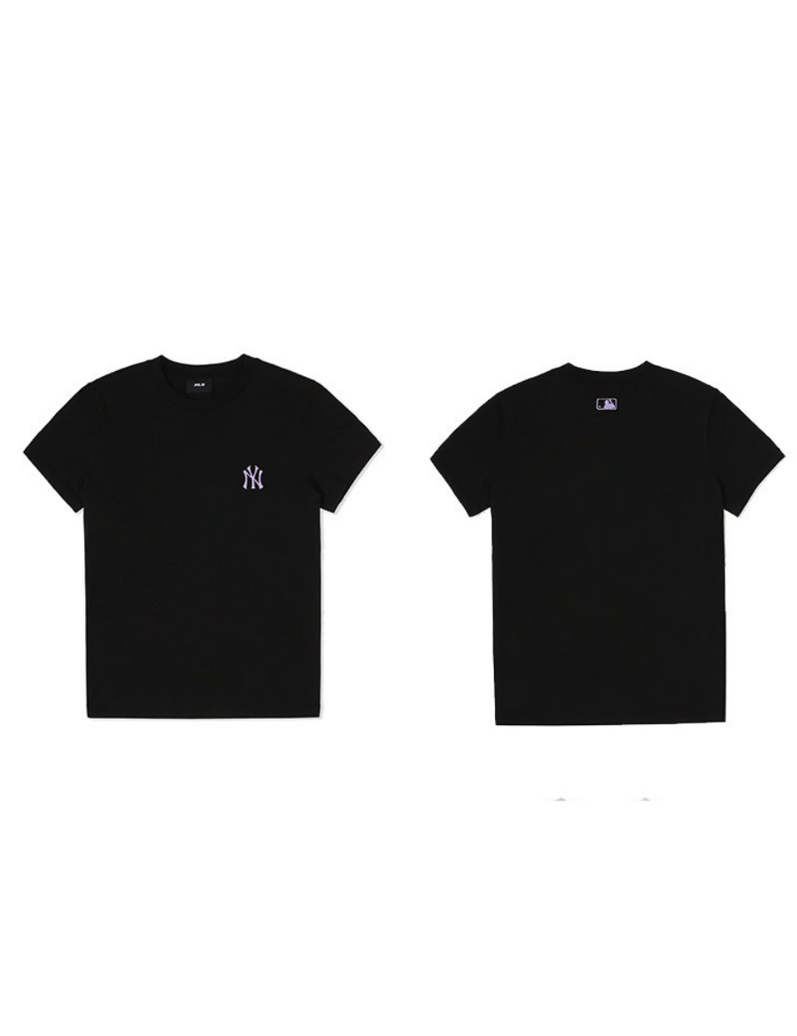 MLB New Era New York Yankees Printed Small Purple Logo T-shirt (Black)
