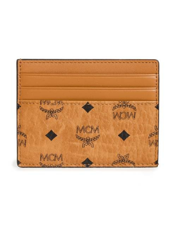 MCM Mini Card Case in New Year Tiger Visetos Cognac