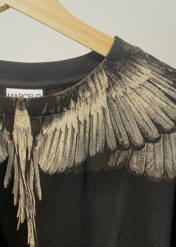 MARCELO BURLON COUNTY OF MILAN - Light Grey Wings T-shirt (Black)