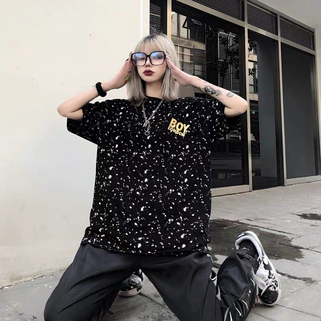 Boy London Tape Eagle Black Gold print Galaxy Tee - (Black)