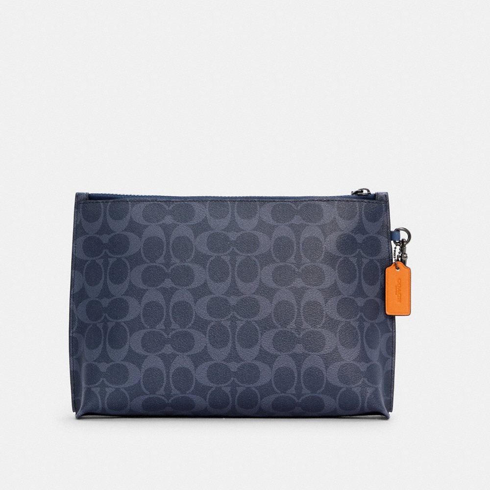 Coach Carryall Pouch In Colorblock Signature Canvas in Denim Blue Mist