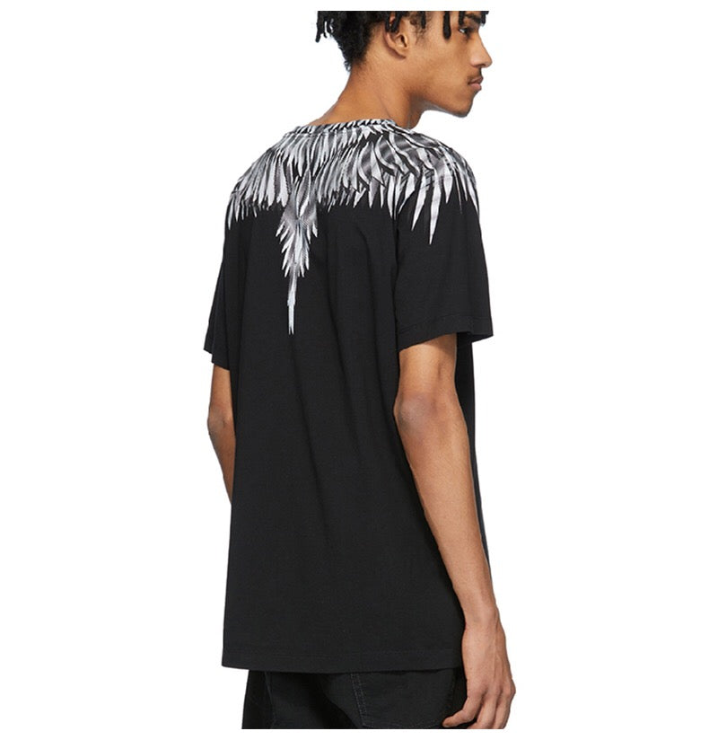 MARCELO BURLON COUNTY OF MILAN SS22- Black Grey Wings Mosaic T-shirt (Black)