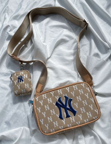 MLB Monogram Jacquard Mini Crossbody Bag (Beige)