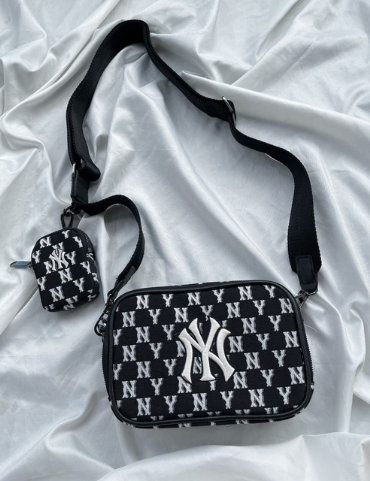 MLB Monogram Jacquard Mini Crossbody Bag (Black)