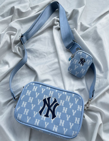 MLB Monogram Jacquard Mini Crossbody Bag (Light Blue)