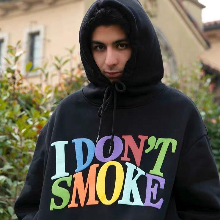 I Don't Smoke Multi-Color Logo Hoodie (Black)