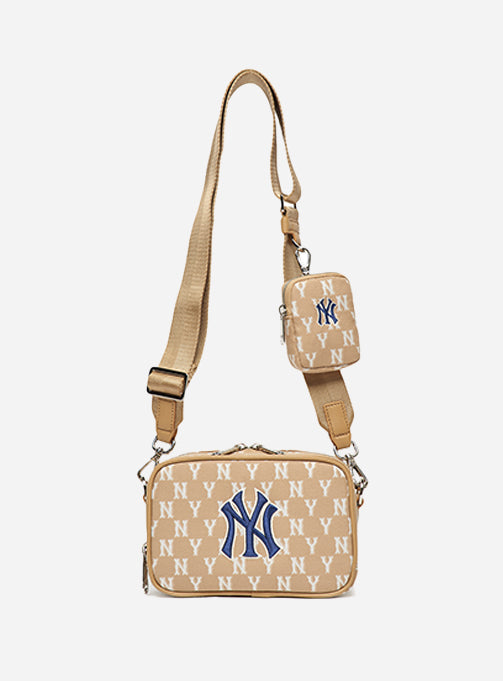 MLB Monogram Jacquard Crossbody Bag (Beige)