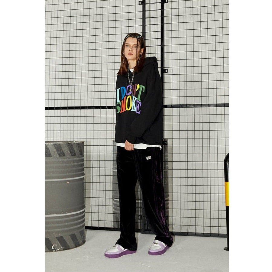 I Don't Smoke Multi-Color Logo Hoodie (Black)