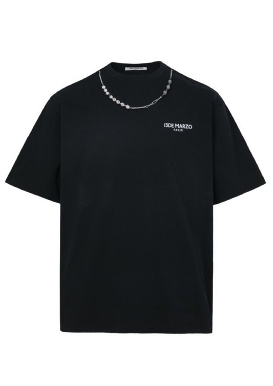 13DE MARZO Pearl Necklace Tee (Black)