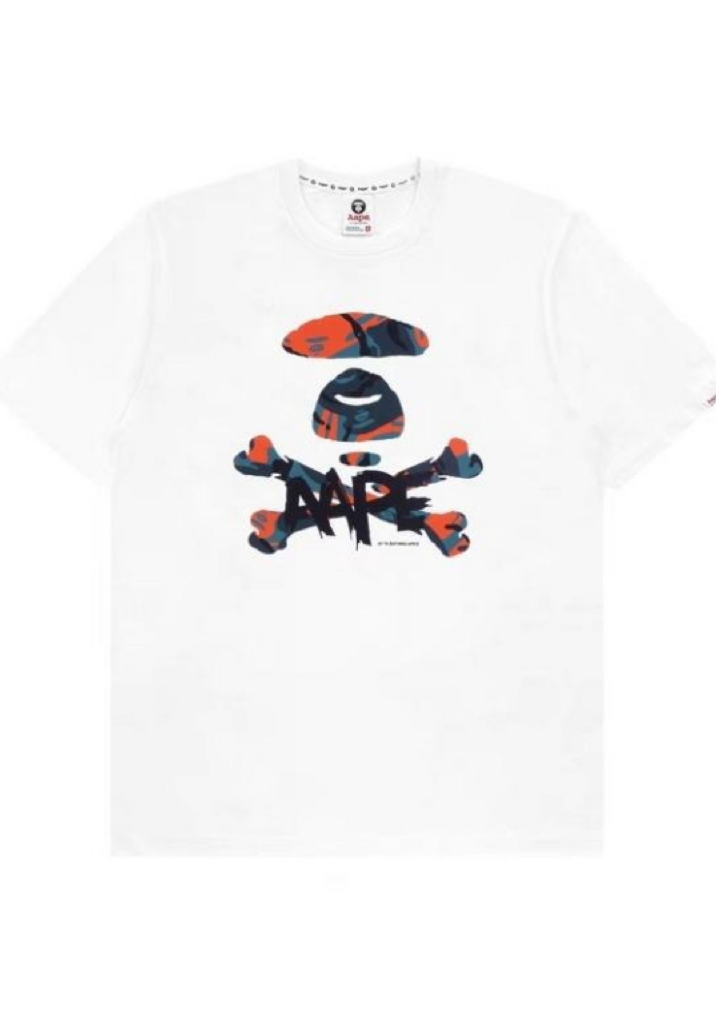 Aape Contrast Camouflage Ape X-Bone Alphabet Printed Short Sleeve Tee ( White )