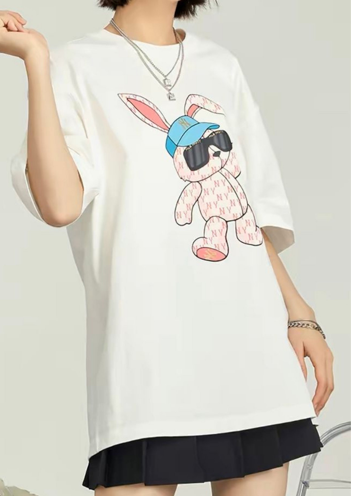 MLB New Year Rabbit Boston Redsox Sand T-shirt (White)