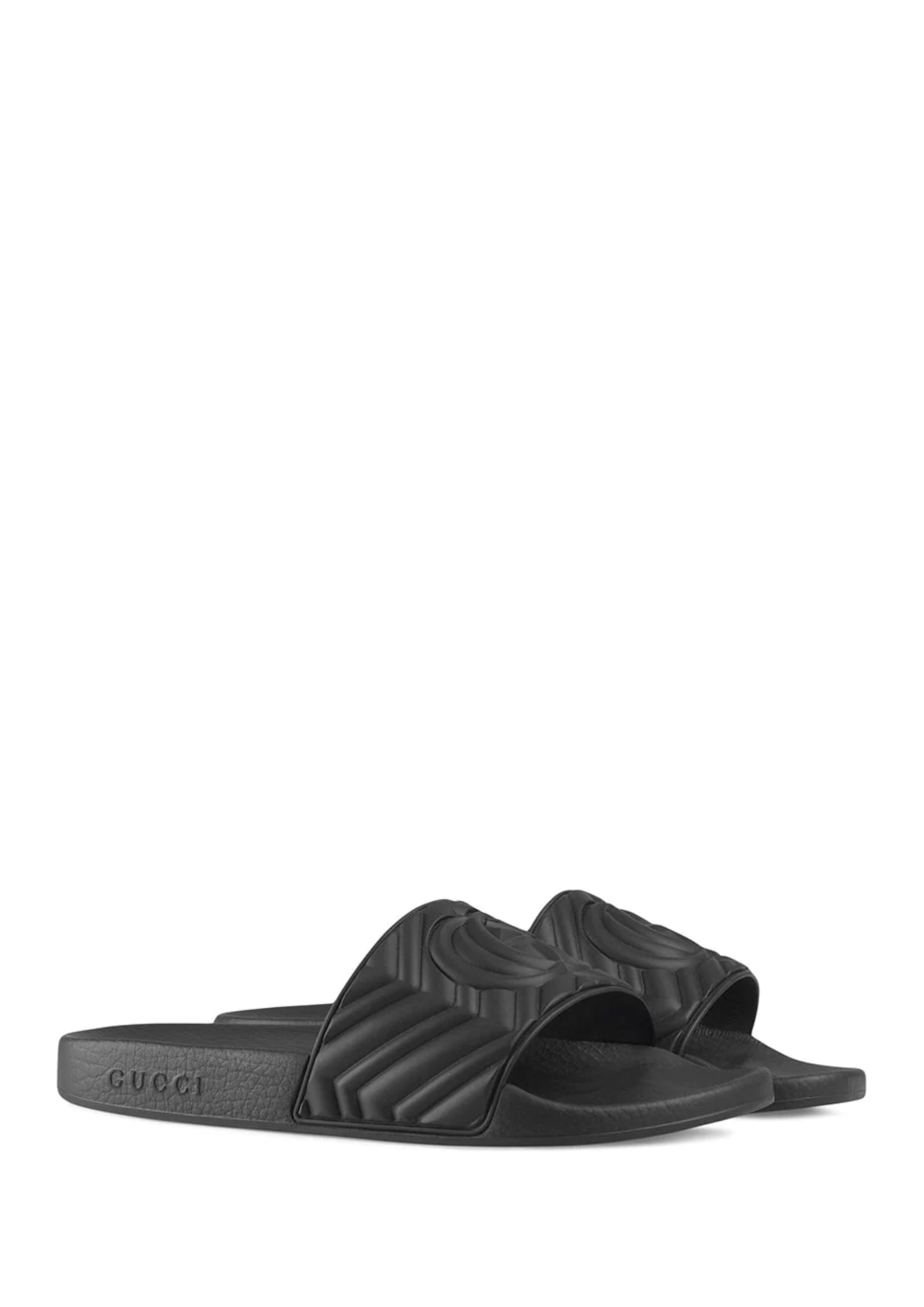 Gucci rubber 2025 slides black