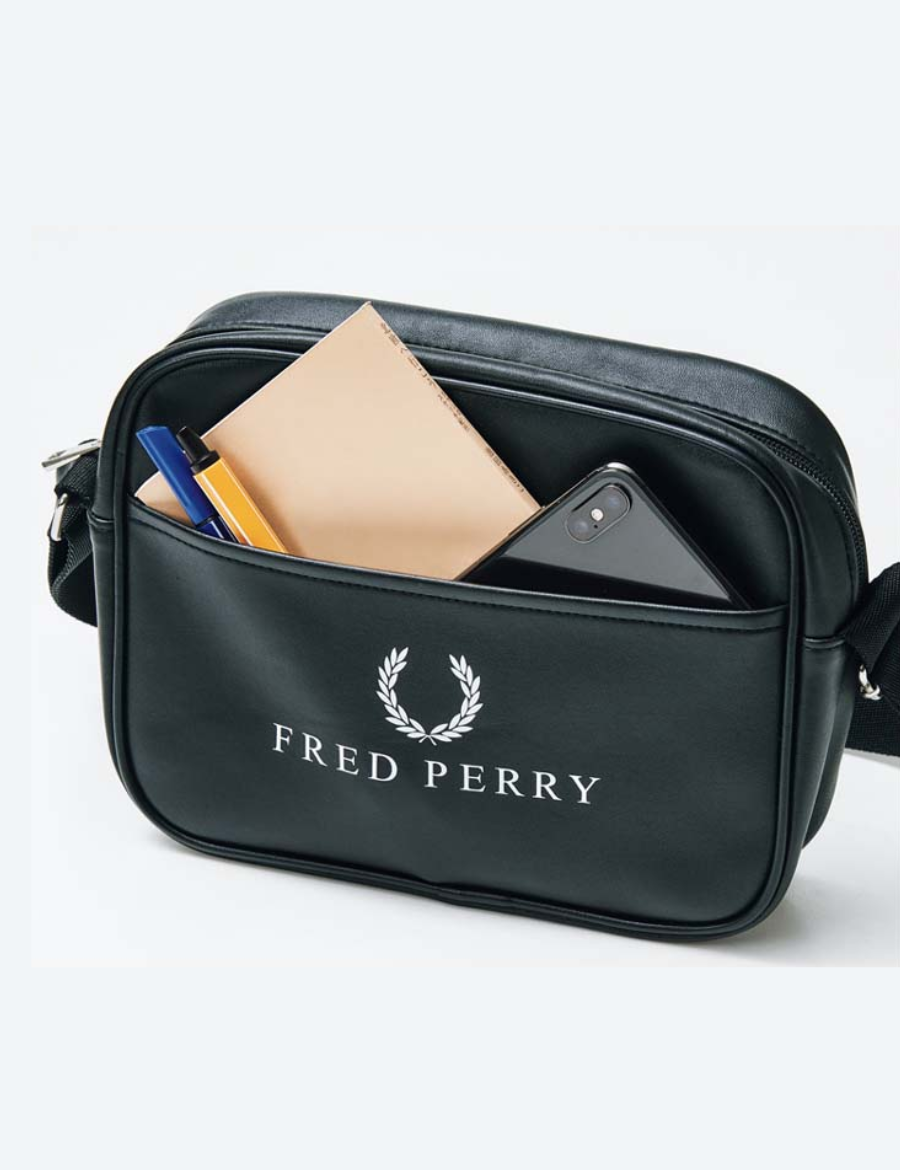 Fred Perry Leather Crossbody Bag (Black)