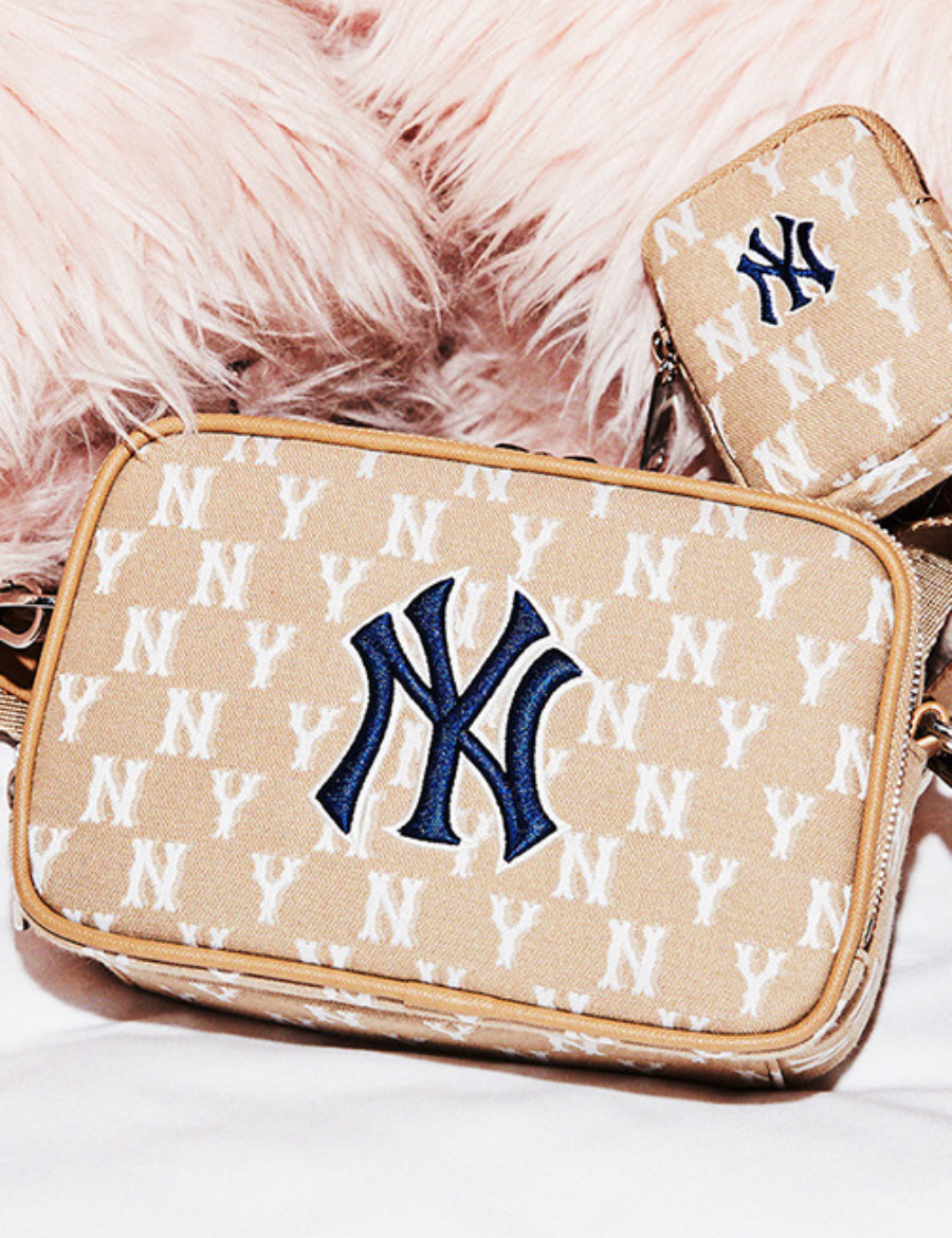 MLB Monogram Jacquard Crossbody Bag (Beige)