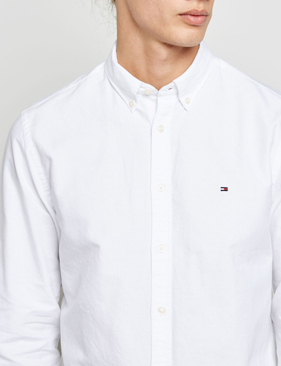 Tommy hilfiger blue shirt white collar Clearance
