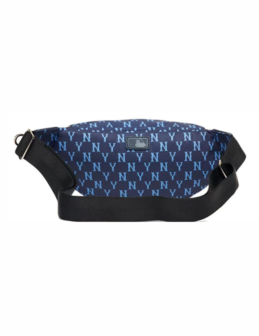 MLB Monogram New York Yankees Hip Sack NY Logo Waist Bag Pouch Bag (Navy)