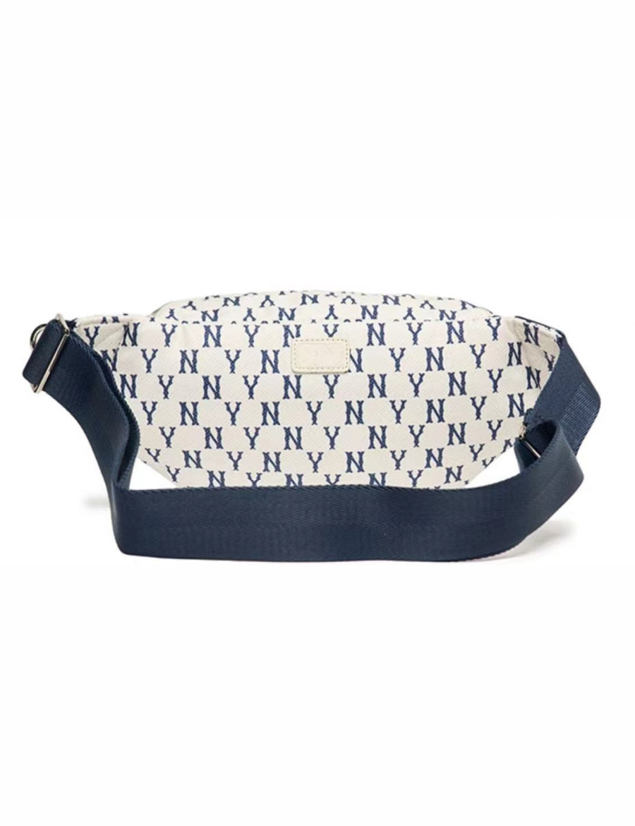 MLB Monogram New York Yankees Hip Sack NY Logo Waist Bag Pouch Bag (White)