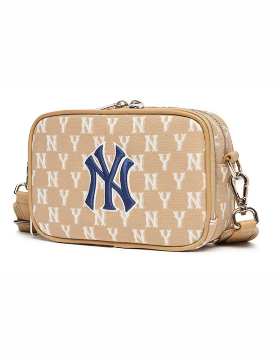 MLB Monogram Jacquard Mini Crossbody Bag (Beige)