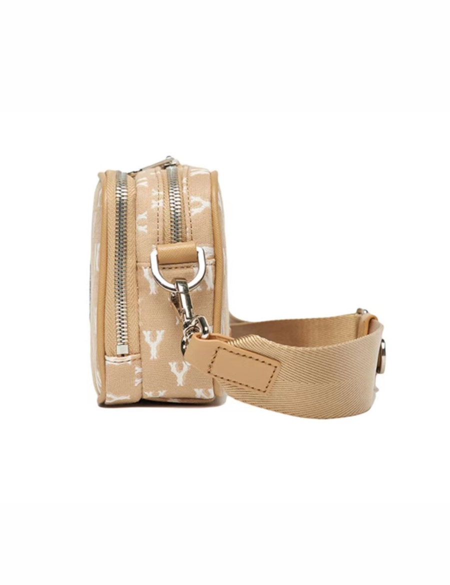 MLB Monogram Jacquard Mini Crossbody Bag (Beige)