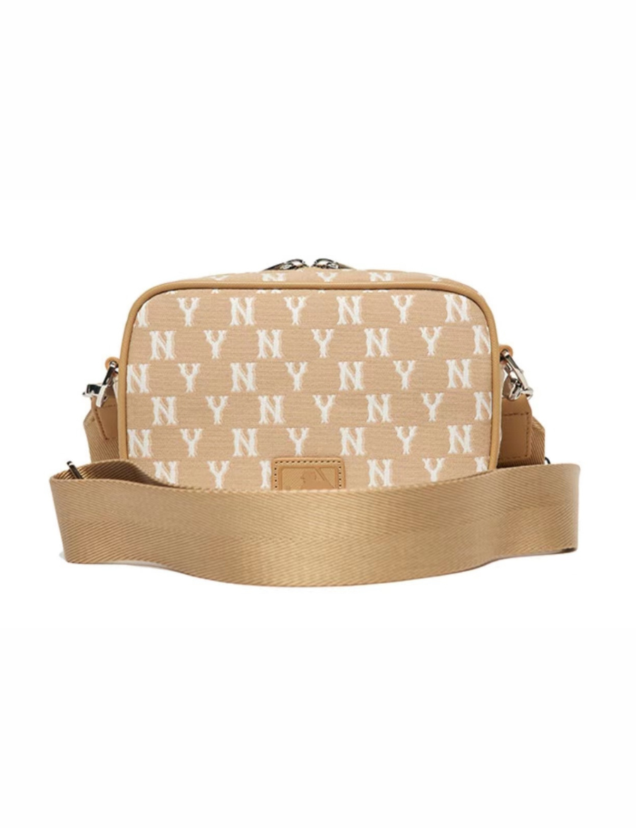 MLB Monogram Jacquard Mini Crossbody Bag (Beige)
