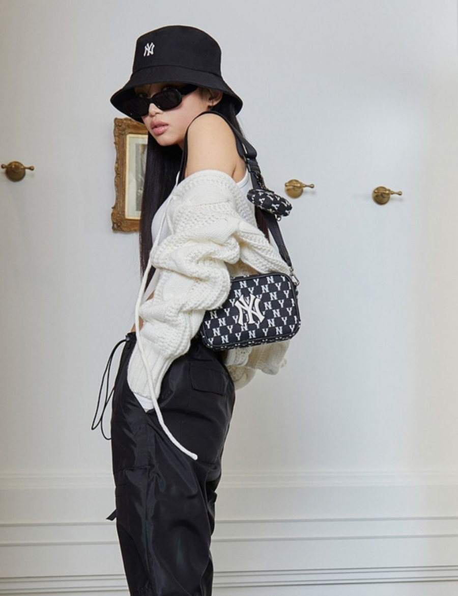 MLB Monogram Jacquard Mini Crossbody Bag (Black)