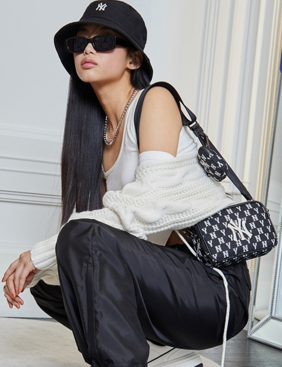 MLB Monogram Jacquard Mini Crossbody Bag (Black)