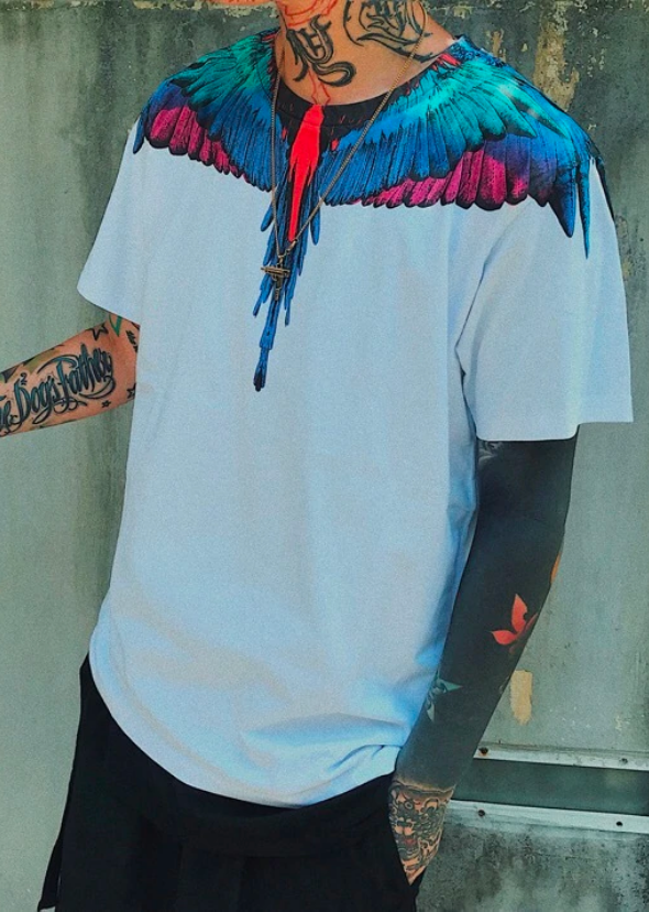 MARCELO BURLON COUNTY OF MILAN - Blue Purple Wings T-shirt (White)