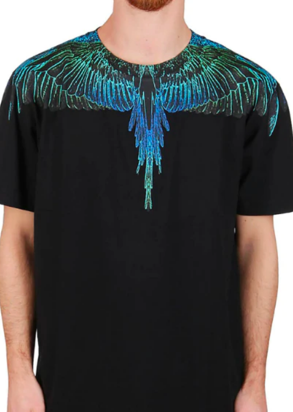 MARCELO BURLON COUNTY OF MILAN - Green Blue Wings T-shirt (Black)