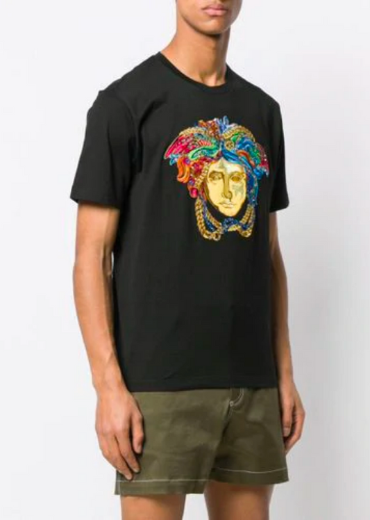 Versace Colourful Embellished Medusa Head Tee
