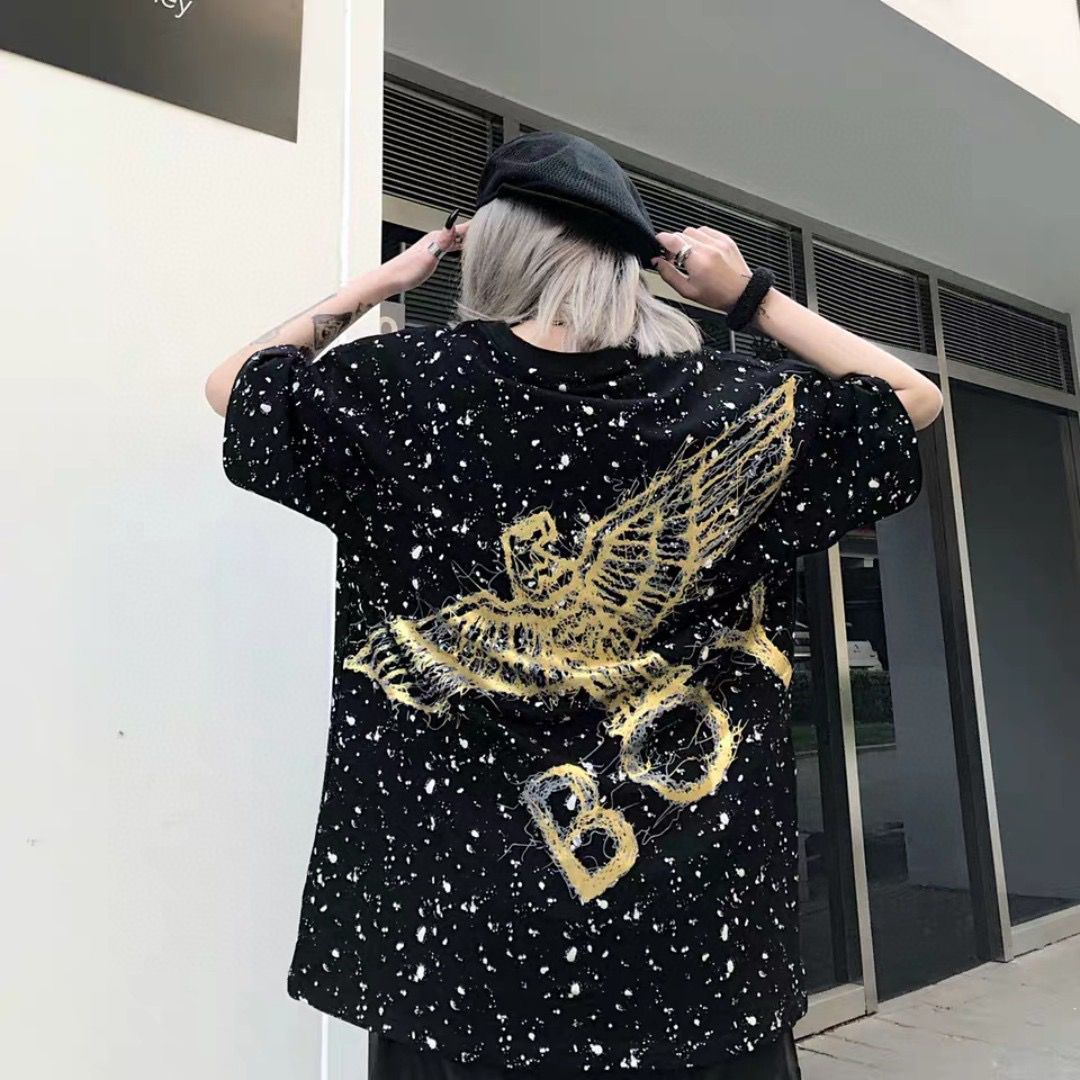 Boy London Tape Eagle Black Gold print Galaxy Tee - (Black)